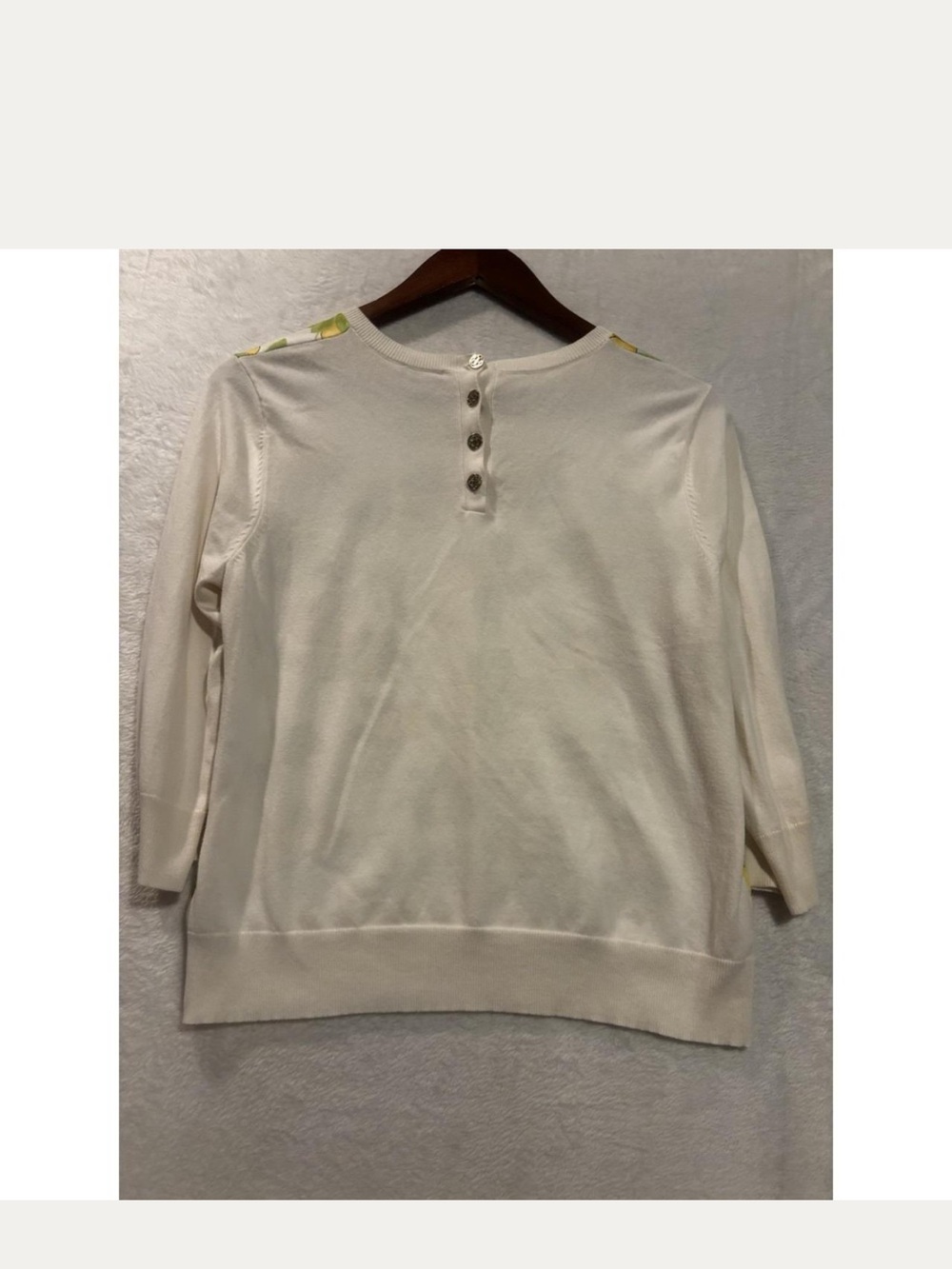 Ann Taylor Cream Sweater with Yellow & Green Floral Print - Picture 8 of 9